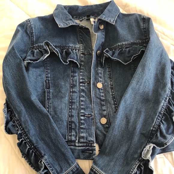 H&M Jackets & Blazers - Ruffle Jean Jacket H&M Jackets & Blazers - Ruffle Jean Jacket